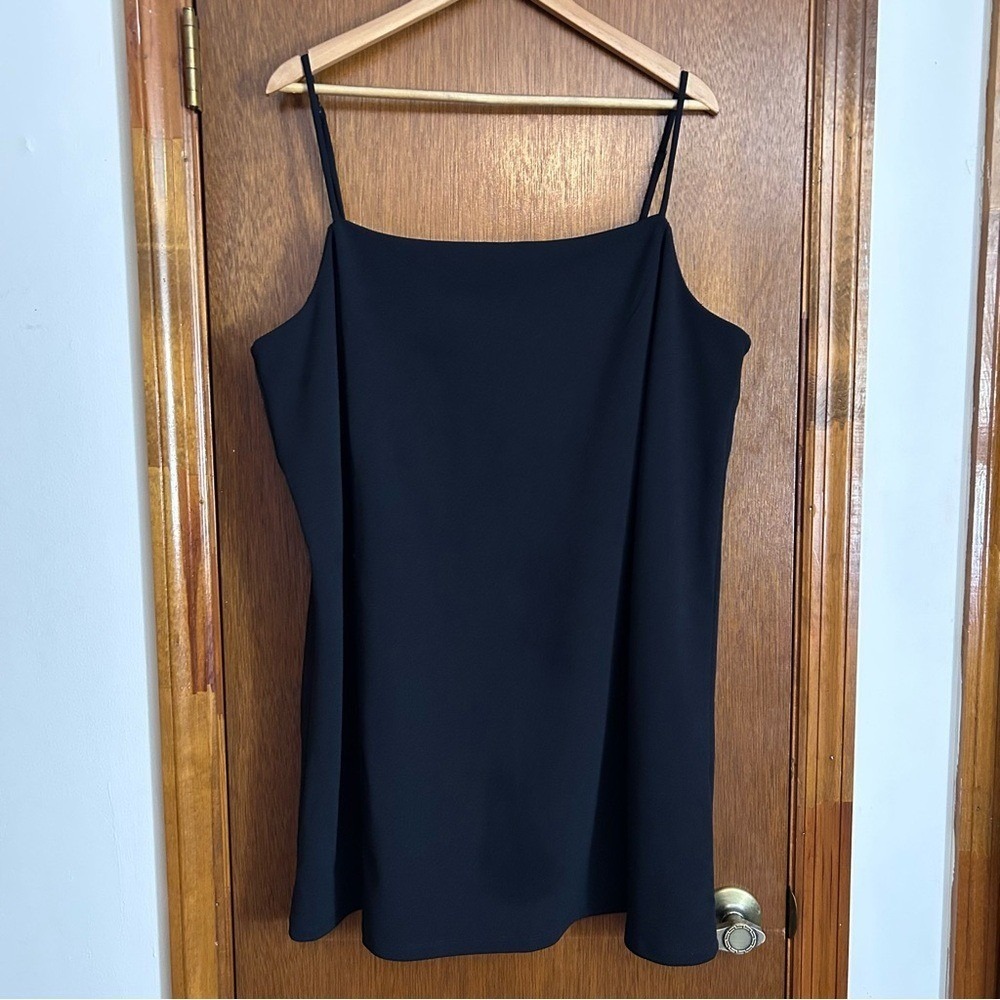 H&M Mini Dress Black Square Neck Side Slit XXL